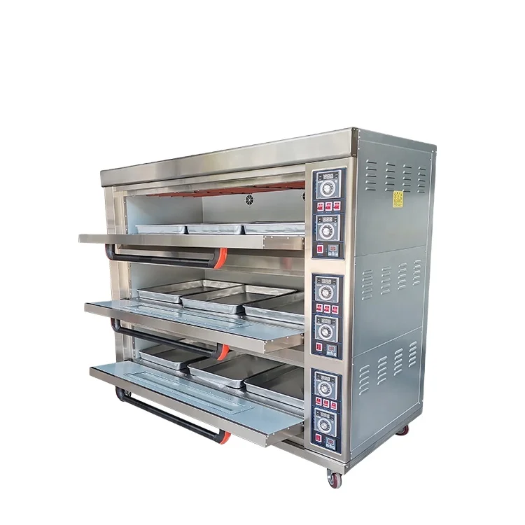 3 deck 6 trays commercial kitchen oven bakery machine equipment baking bread cake