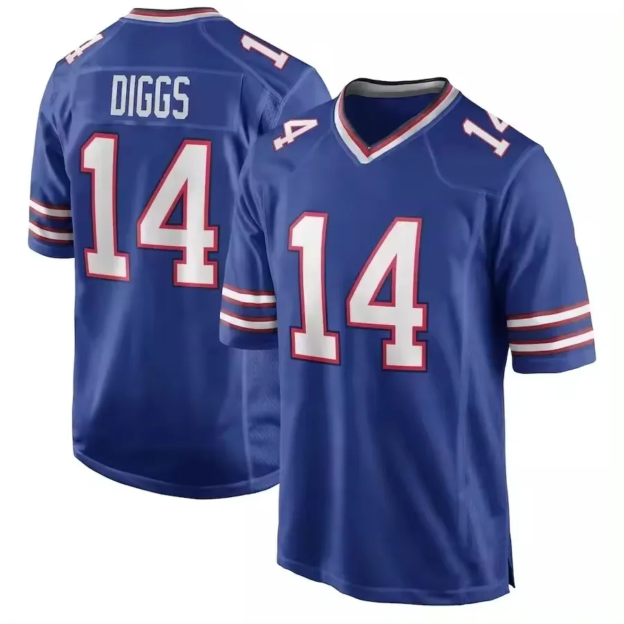 IN SOCK 17 Josh Allen 3 Damar Hamlin 14 Stefon Diggs 40 Von Miller White Hot Selling US America Stitched Football Jersey
