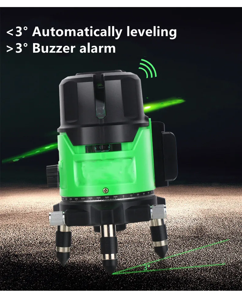 Portable multi green beam  laser level 360 rotating laser level with slope setting laser level measuring tape