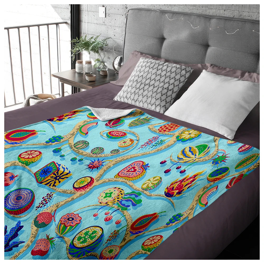 Korean Mink Blanket Home Decoration Soft Comforter Pattern Custom Printing Weather Cloud Sunshine Rainbow Throw Blanket