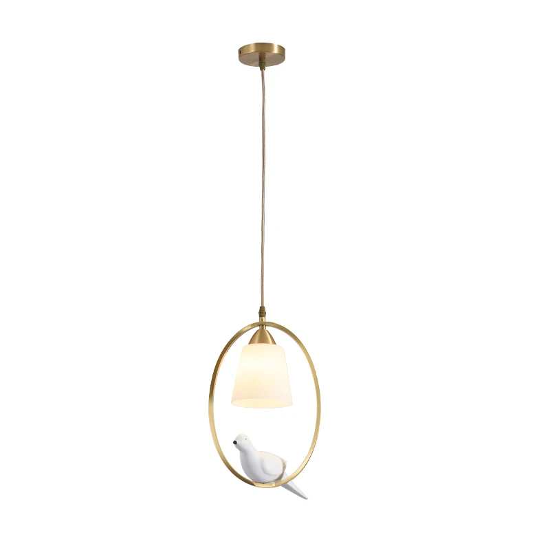 Nordic Creative Bird Dining Chandelier All Copper Lamp Body Adjustable Bedroom Bar Lamp pendant lamp hanging light