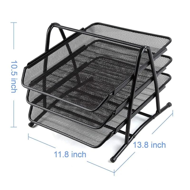 Stretchable 3-Tier Home Office Desk Organizer A4 Paper Document File Tray Book Shelf  Metal Wire Mesh Storage file Holder