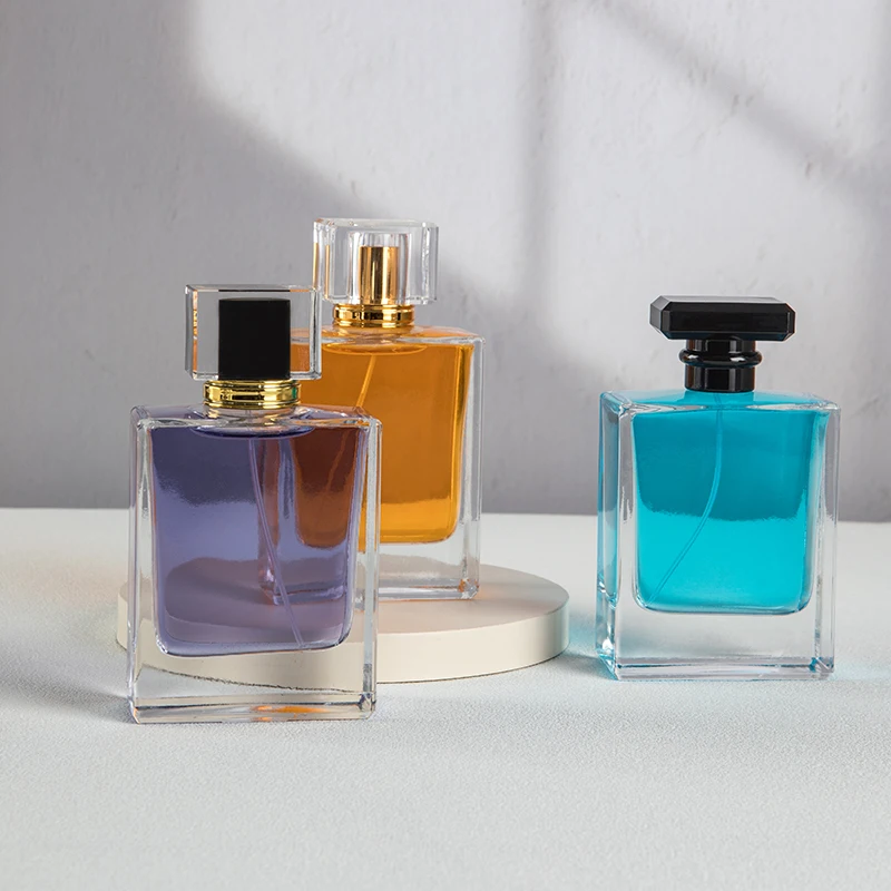 Thick-bottom Square Shape glass bottle 100 ml perfume empty sprayer  Perfume Fine Mist Glass Spray Bottle