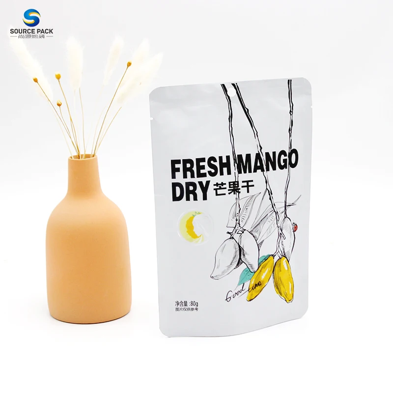 Dry Mango Fruit Food Packaging Matte Finish Plastic Foil Custom Logo Printed Wholesale Stand up Bag With Zipper