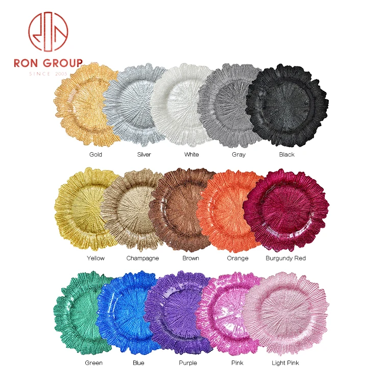 Free sample decorative glass plate gold supplier wedding glass gold