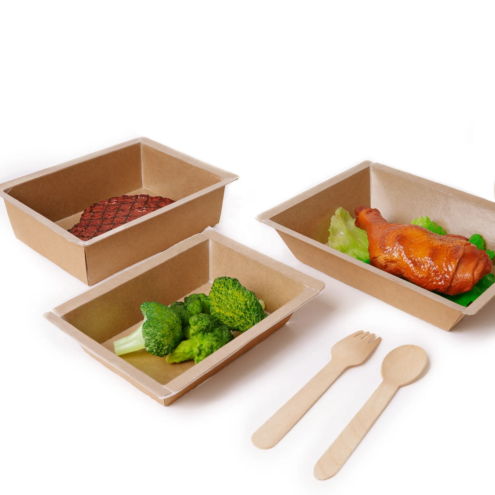 Barbecue Meat Snacks Dishes Food Preservation Packaging Kraft Paper Box Biodegradable Paper Food Trays