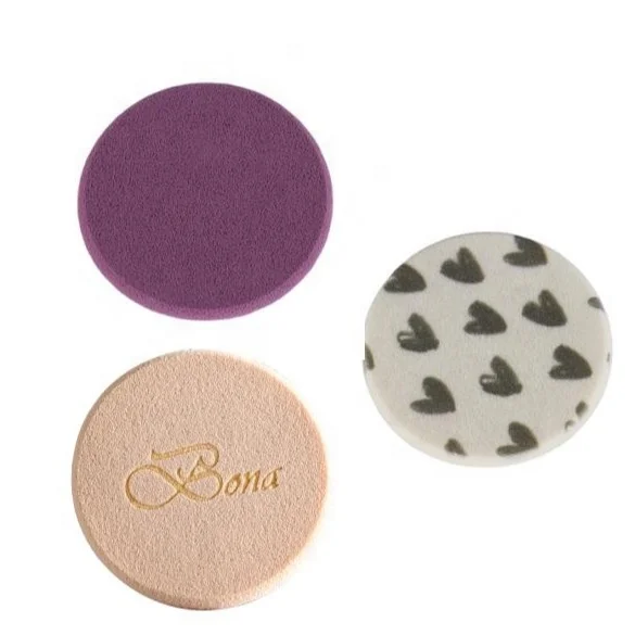 White Round NBR Latex Blending Flat Double Sided Sponge Applicator Makeup