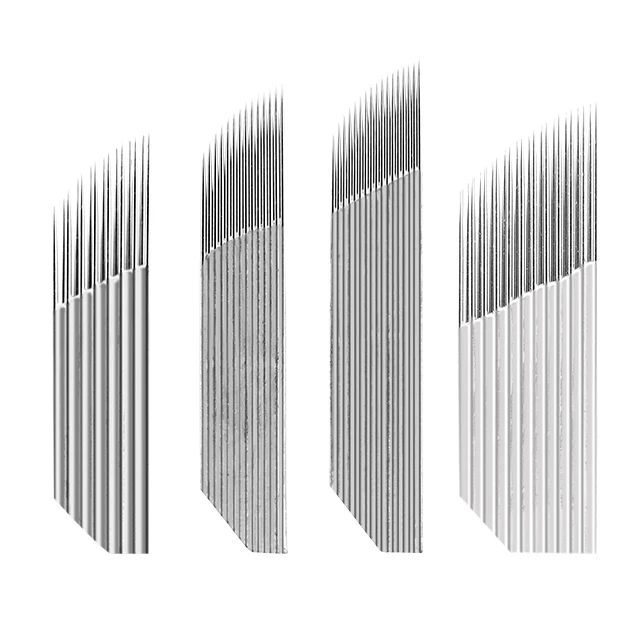 High Quality Guaranteed Disposable Microblading Blades 14 Pins Angle Fog Eyebrow Tattoo Needles Permanent Makeup Needle