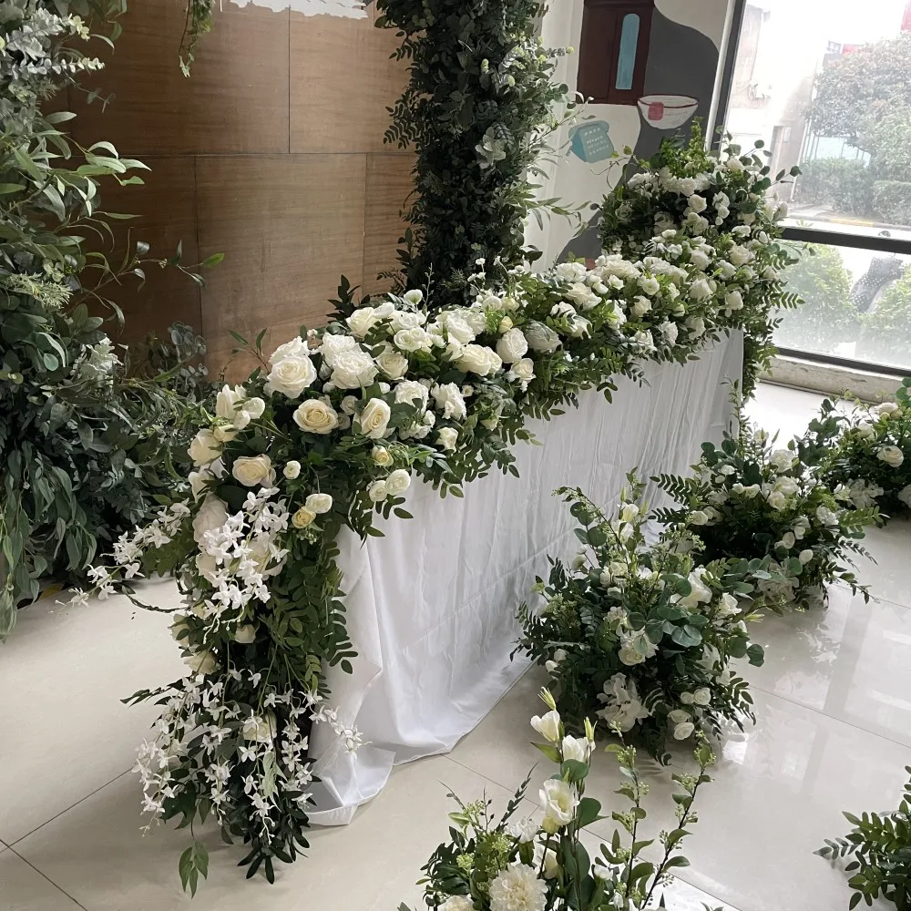 Wedding Table Decoration Wedding Flower Runner Silk Table Arrangements Flower Row Greenery Runner Greenery Garlands