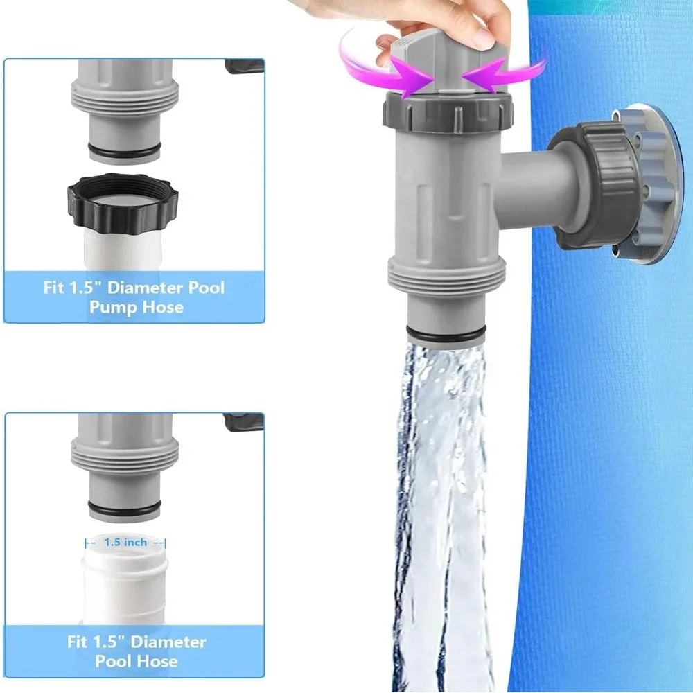 Replacement Pool Pump Part with Plunger Valve 1.5 inch Outlet Strainer and Gasket Nuts