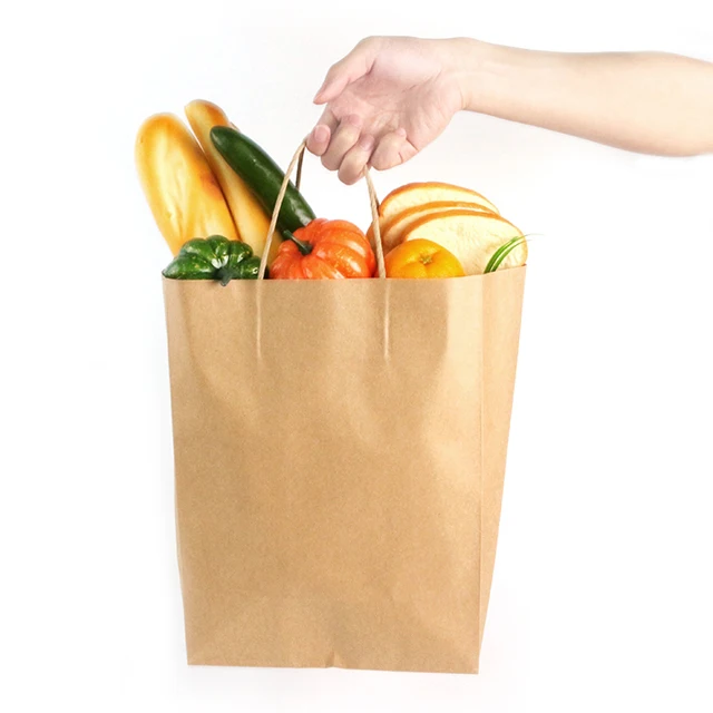  Новый дизайн рекламные продукты большой крафт натуральный материал сумка для покупок коричневый бумажные сумки