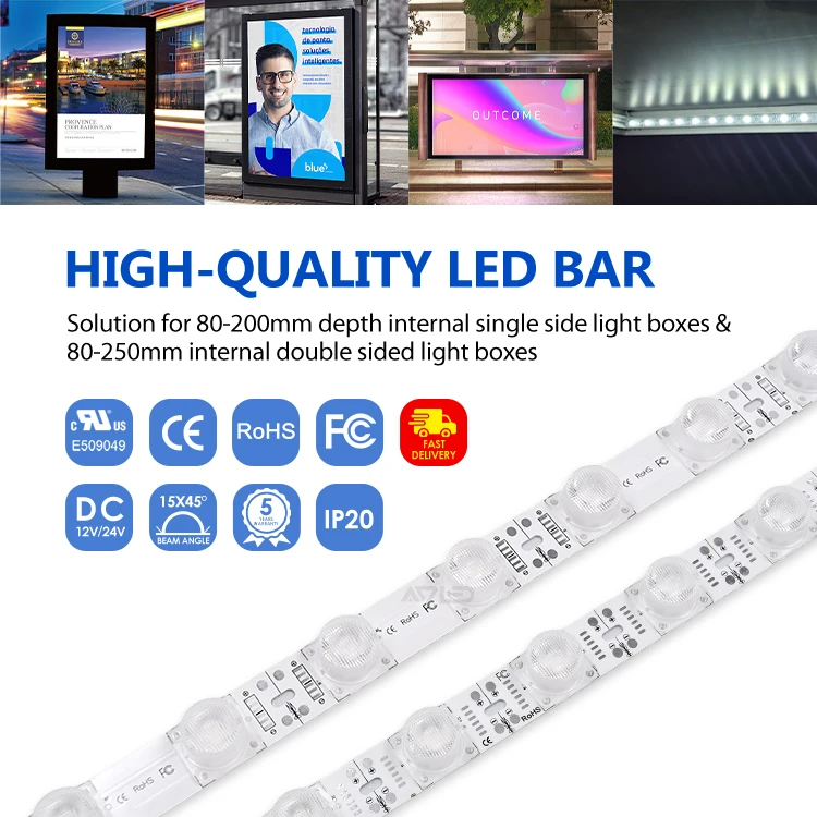 Double face led light box module edge lit led hard strip SMD3030 28.8W 2160lm side light bar