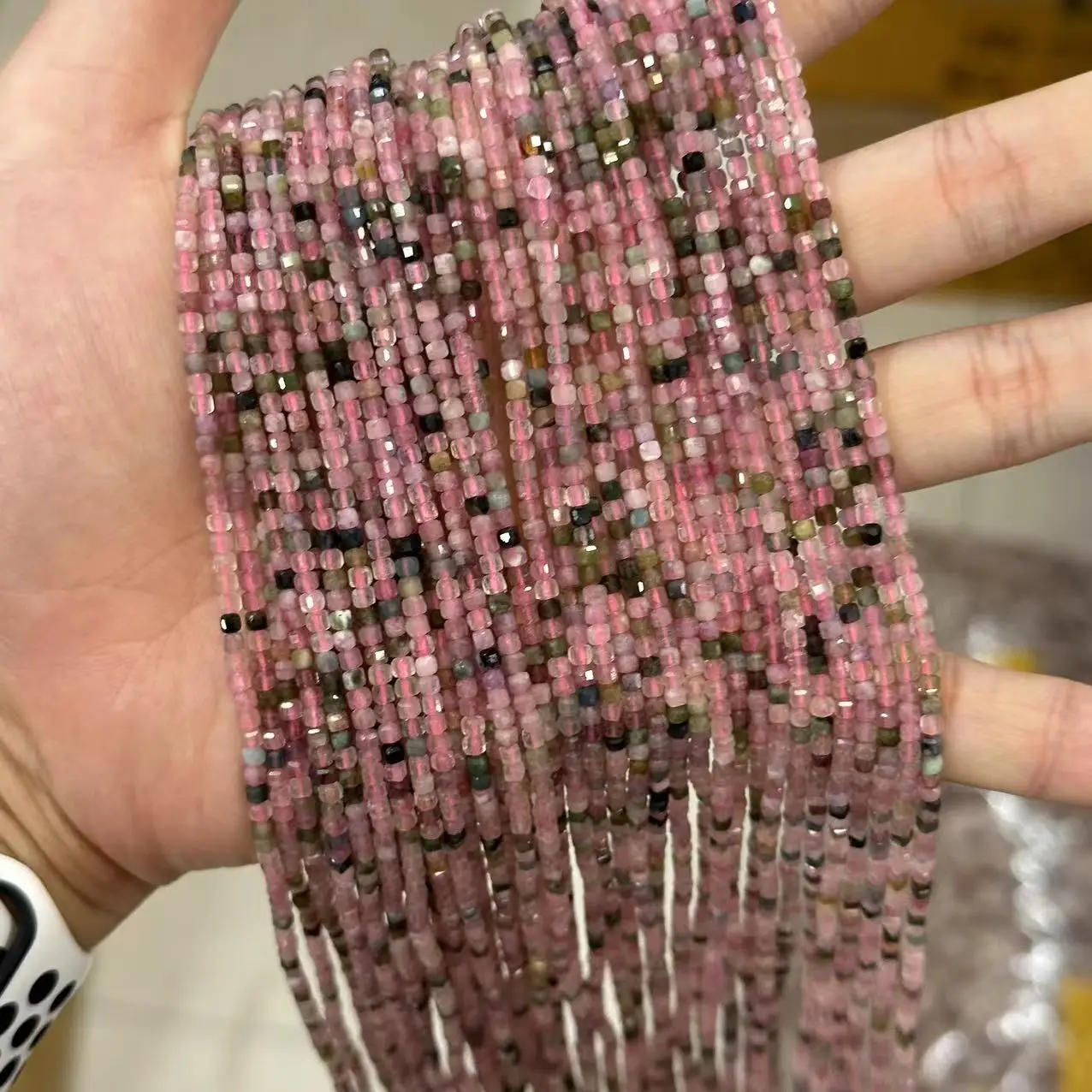 2.5mm Natural Stone Beads Faceted Colorful Crystal Rhodochrosite candy Square Beads For Jewelry Making Diy Bracelets Accessor