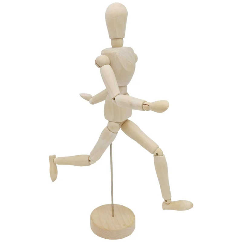 Custom 12' Wooden Artists Manikin Sketching Drawing Articulated Jointed Mannequin Wood Human Figure Model for Home Decoration