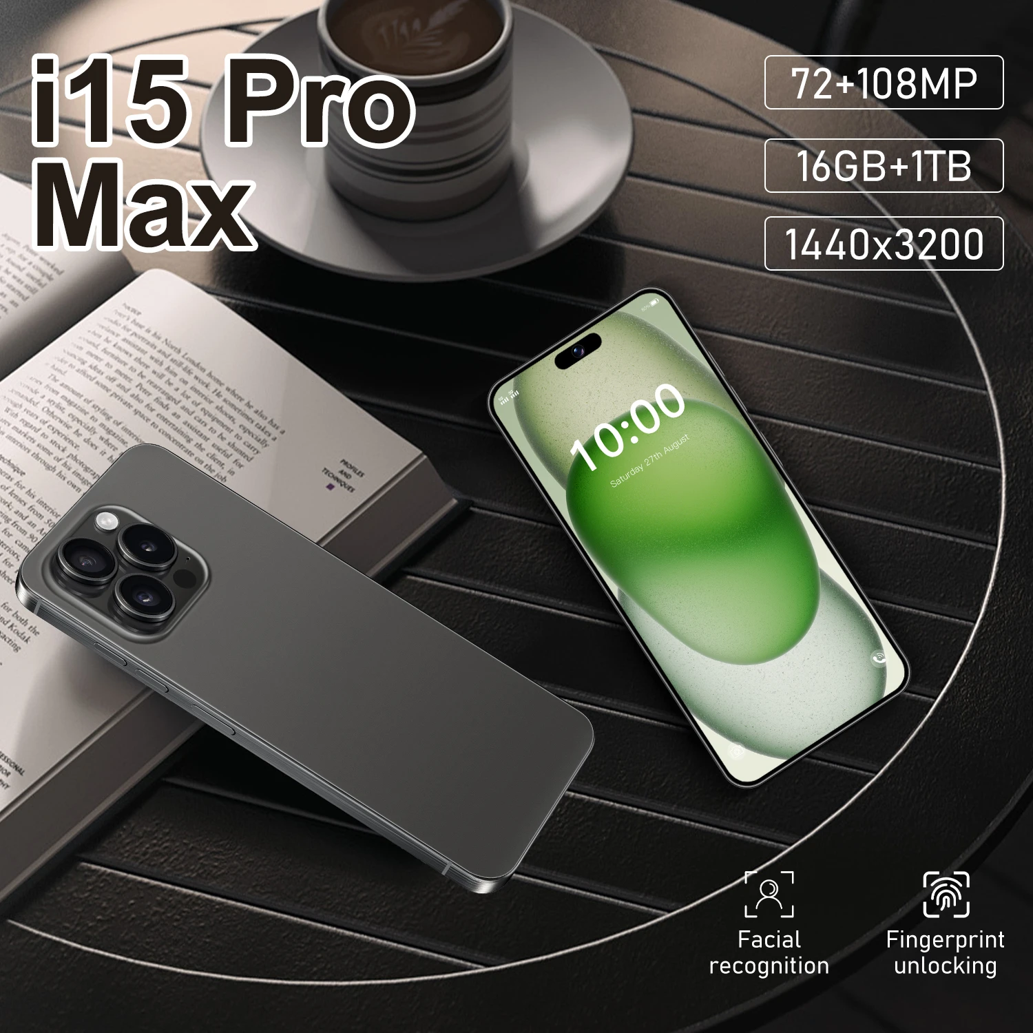 Manufacturer Original 15 Pro Max 7.6 Inch Clone 4G 5G Smartphone 16GB+1TB Unlocked Dual Sim Card HD Android 15 Pro Max Logo