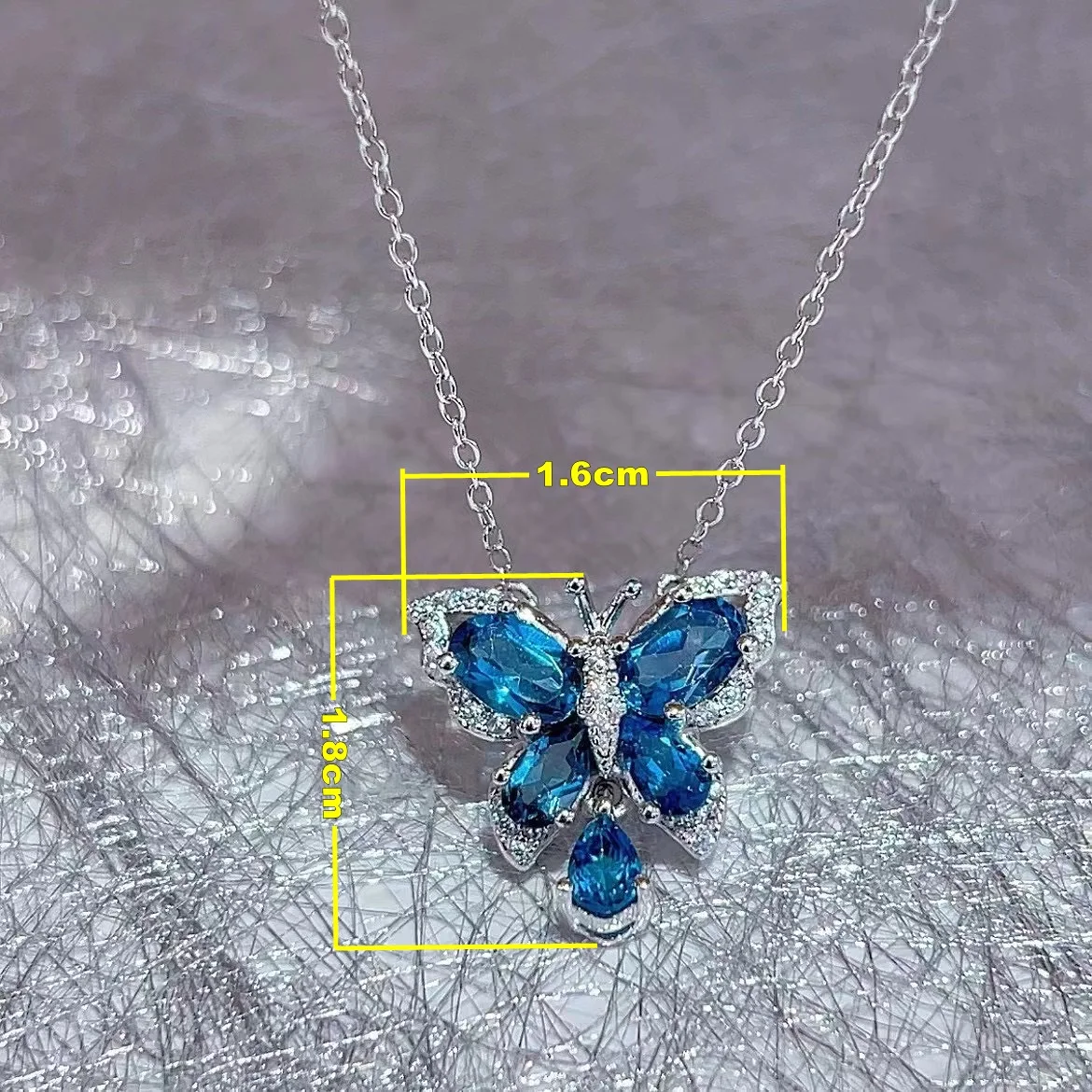 S925 SILVER RHODIUM PLATING SET WITH NATURAL TOPAZ LONDON BLUE NECKLACE