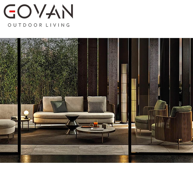 Modern Luxury style Outdoor Garden Sectional Sofa set Rattan with Aluminum Sofa Hotel Villa home Patio 3 Seater Sofa