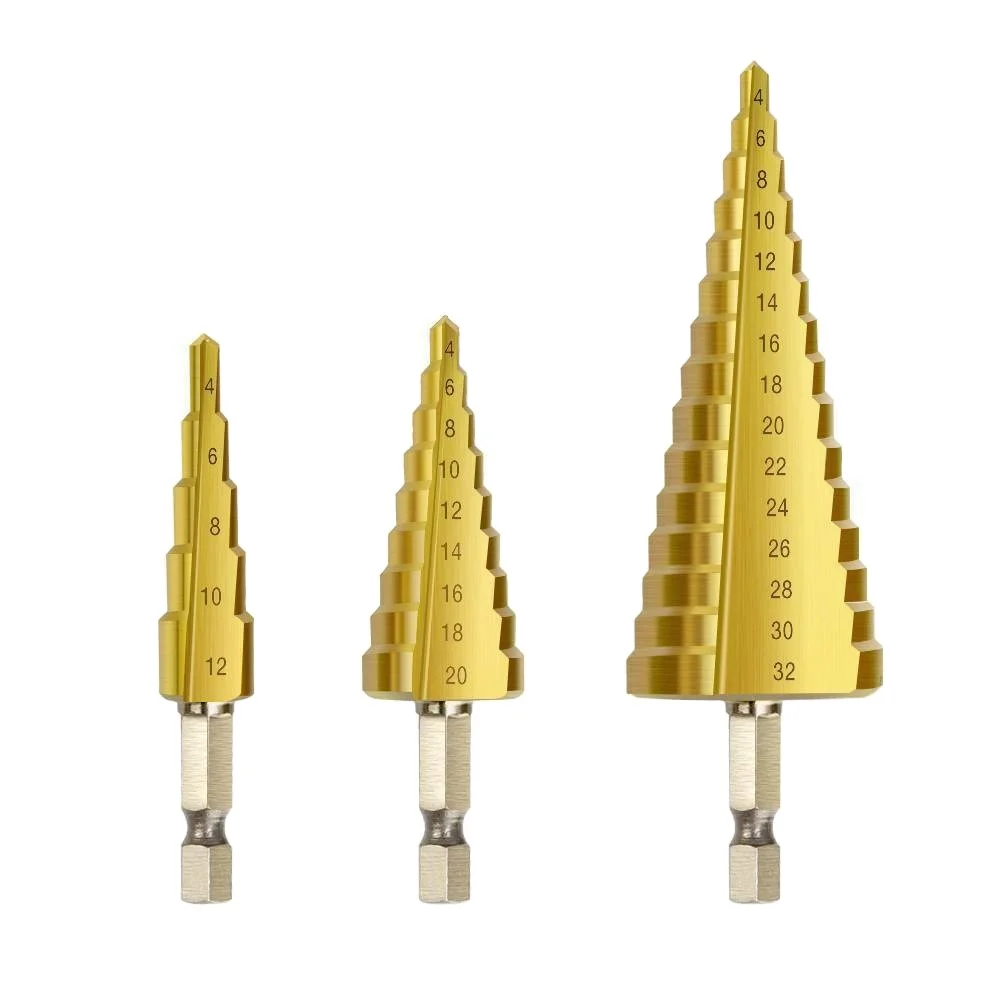 
3PCS Step Drill Bits Set HSS Tin-Coated step drill bit for metal drilling 