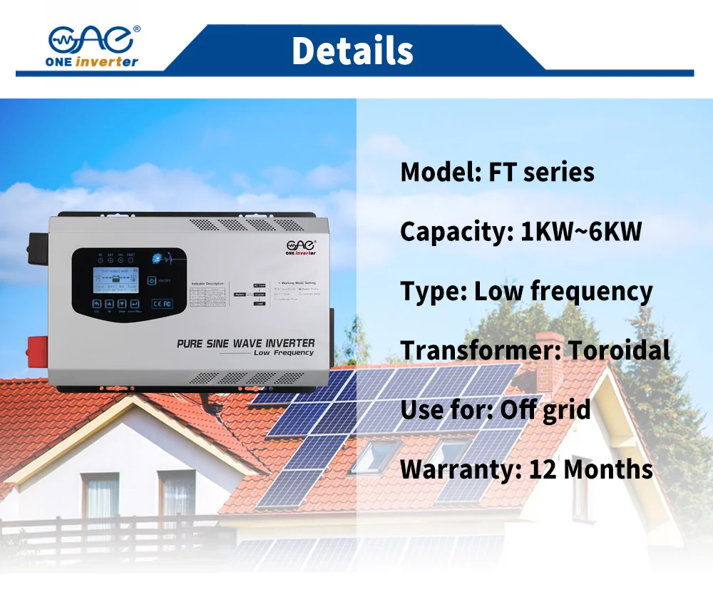 5kw 48v pure sine wave inverter solar inverter 5000w solar hybrid Inverter 1KW 2KW 3KW 4KW 5KW 6KW