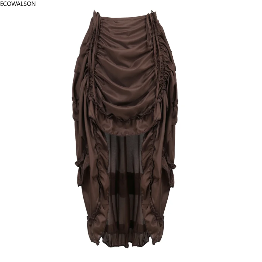 Steampunk Gothic Irregular Ruffles Pirate Skirt Asymmetrical Pleated High Low Dancing Skirts for Women Halloween Costumes