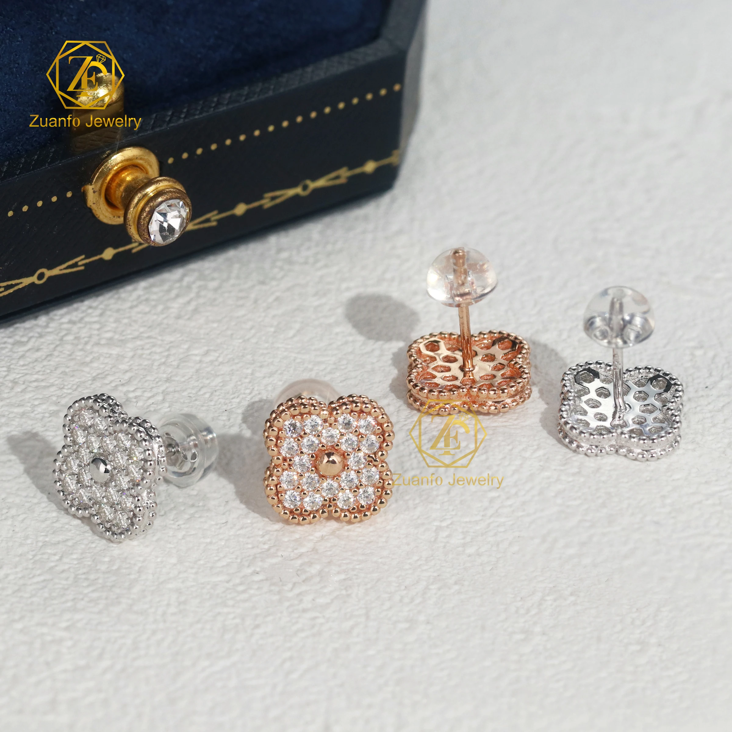 2025 Christmas High-End Anti-Allergy Four-leaf Clover Jewelry Set 925 Sterling Silver Agate Earrings Necklace Moissanite Gifts