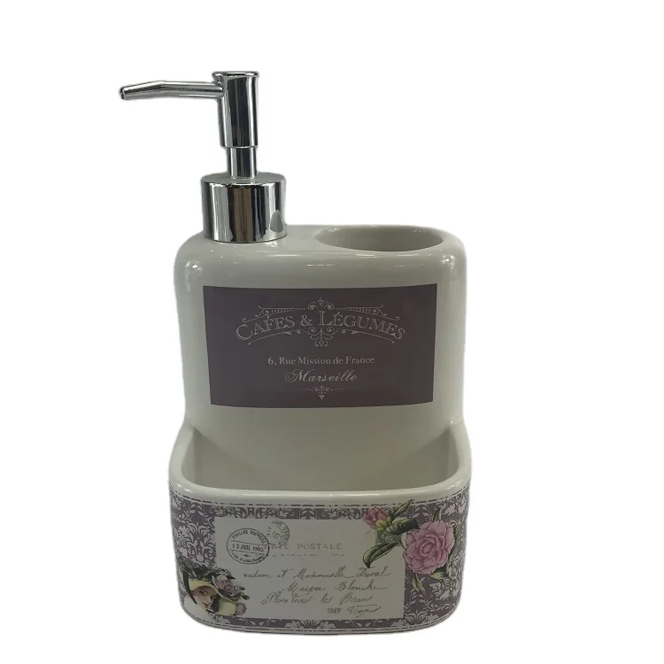 Royal Europe White Ceramic Kitchen Canister Soap Dispenser Set