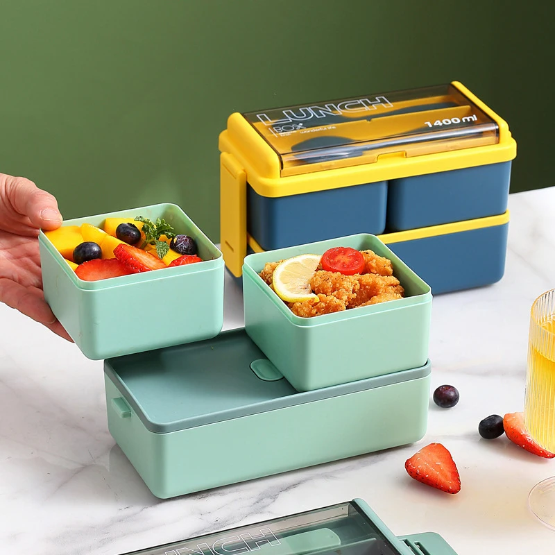 Double- layers Plastic Biodegradable Bento Rice Husk eco Lunch Box Bag Lunch Box Plastic Containers