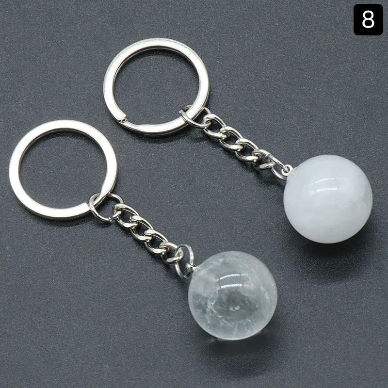 Ideal Price Value Chakra Keychain Quartz Rose Quartz Ball Key Ring Crystal Keychains Charms Gift