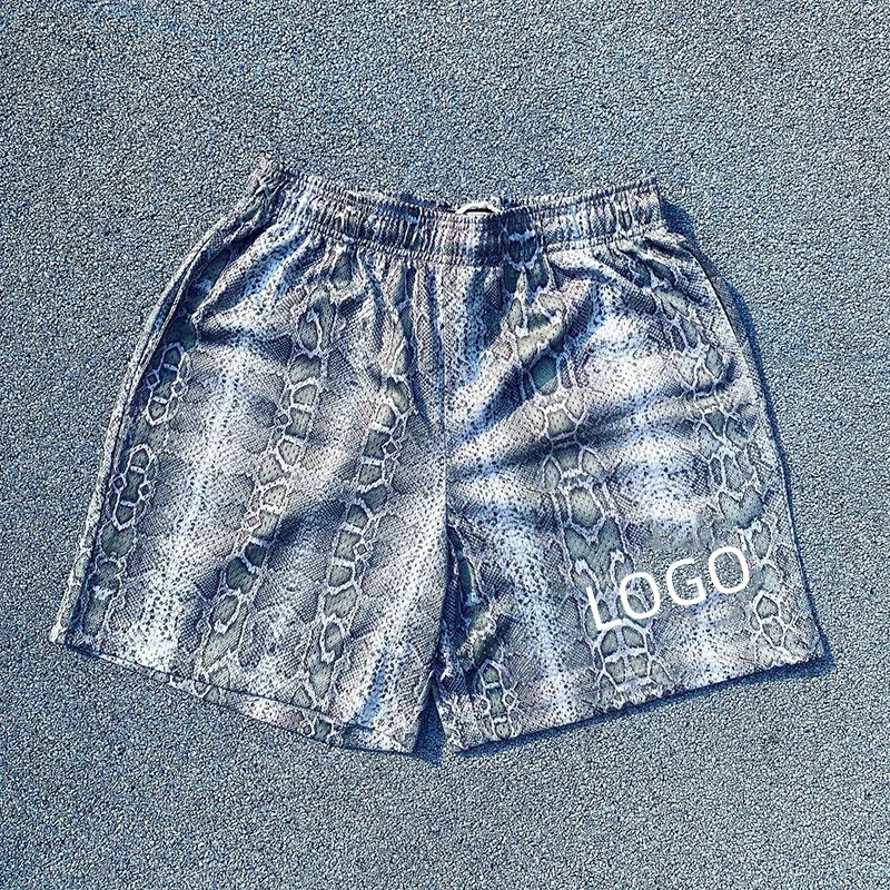 Oem Logo High Quality Mesh Shorts Men Blank Basketball Double Layer beach  200gsm shorts Summer Black Mesh Shorts