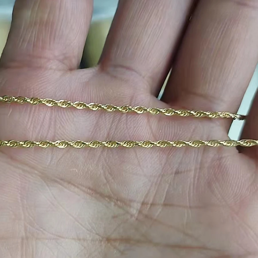 Цепочка Золотая 18 карат алмазная веревка цепочка 1 5 мм желтое золото Настоящее для изготовления ювелирных