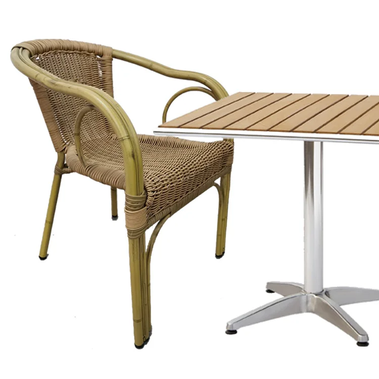 
Outdoor Garden Coffee Restaurant Round Plastic Weaving Flower Wicker Rattan Bistro Chair 