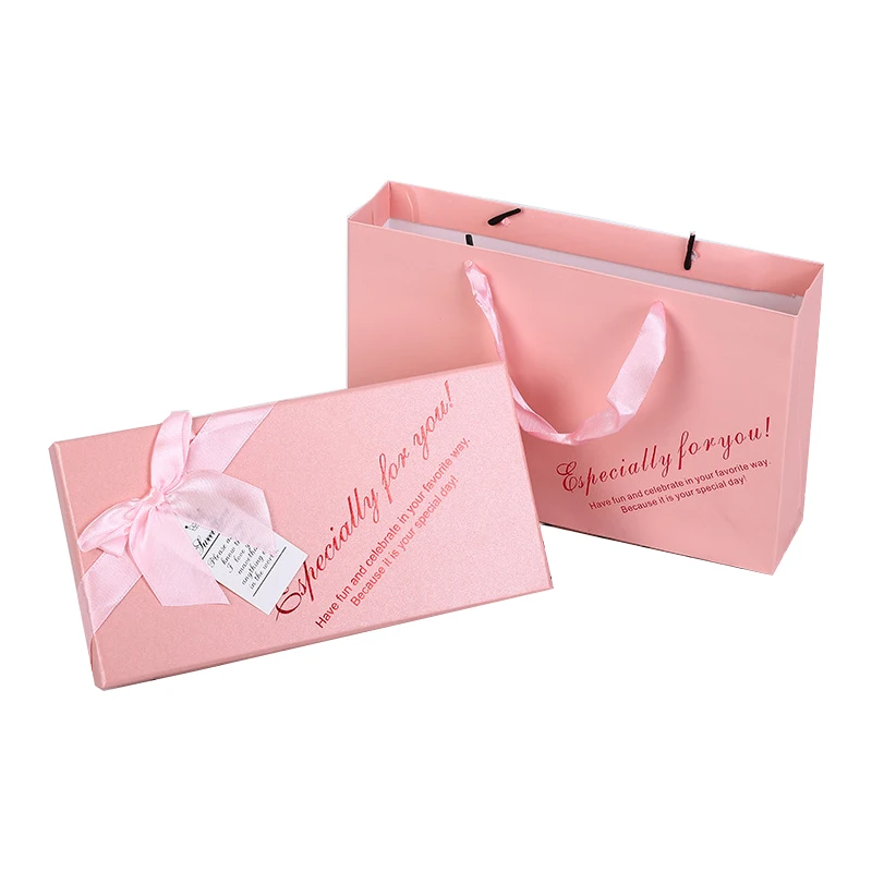 Custom Wedding Favors Box Chocolate Gifts Packaging Candy Sweet Box Lid and Base paper boxes with ribbon