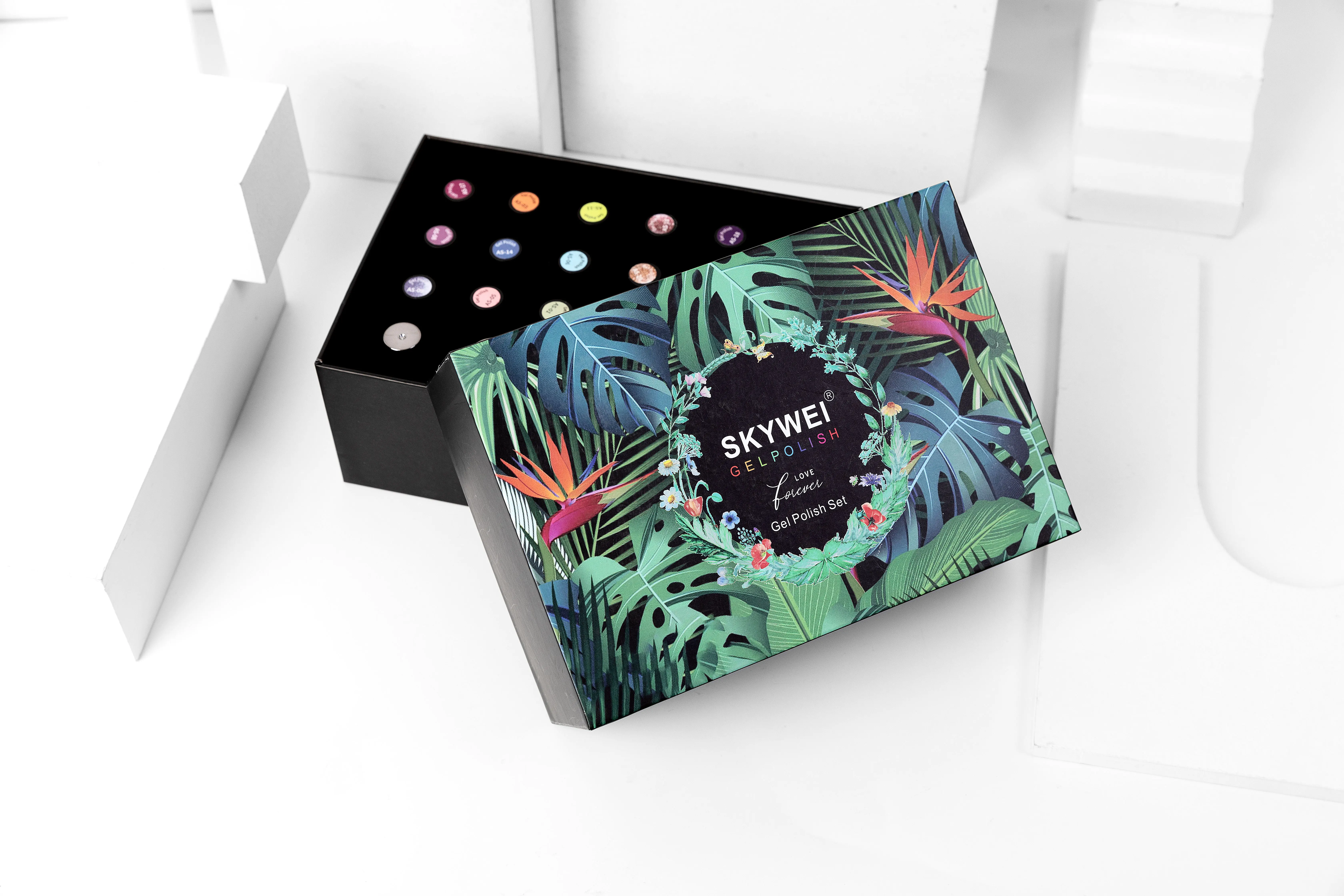 Skywei 23 pcs  gel polish and base top coat nail gel polish kit UV gel