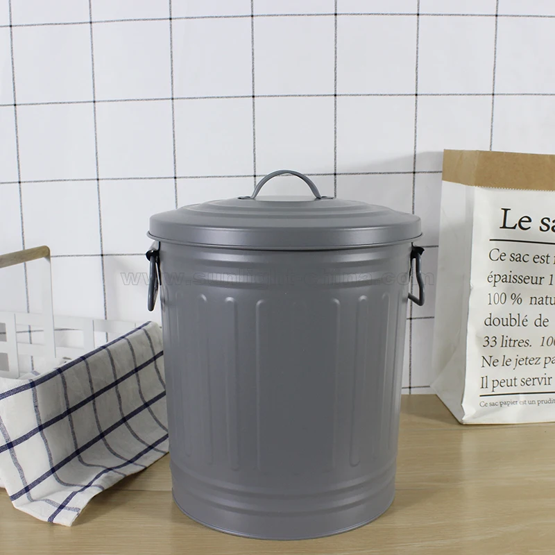 Miniature round Iron Trash Can Sustainable Household Food Waste Compost Canister Bucket