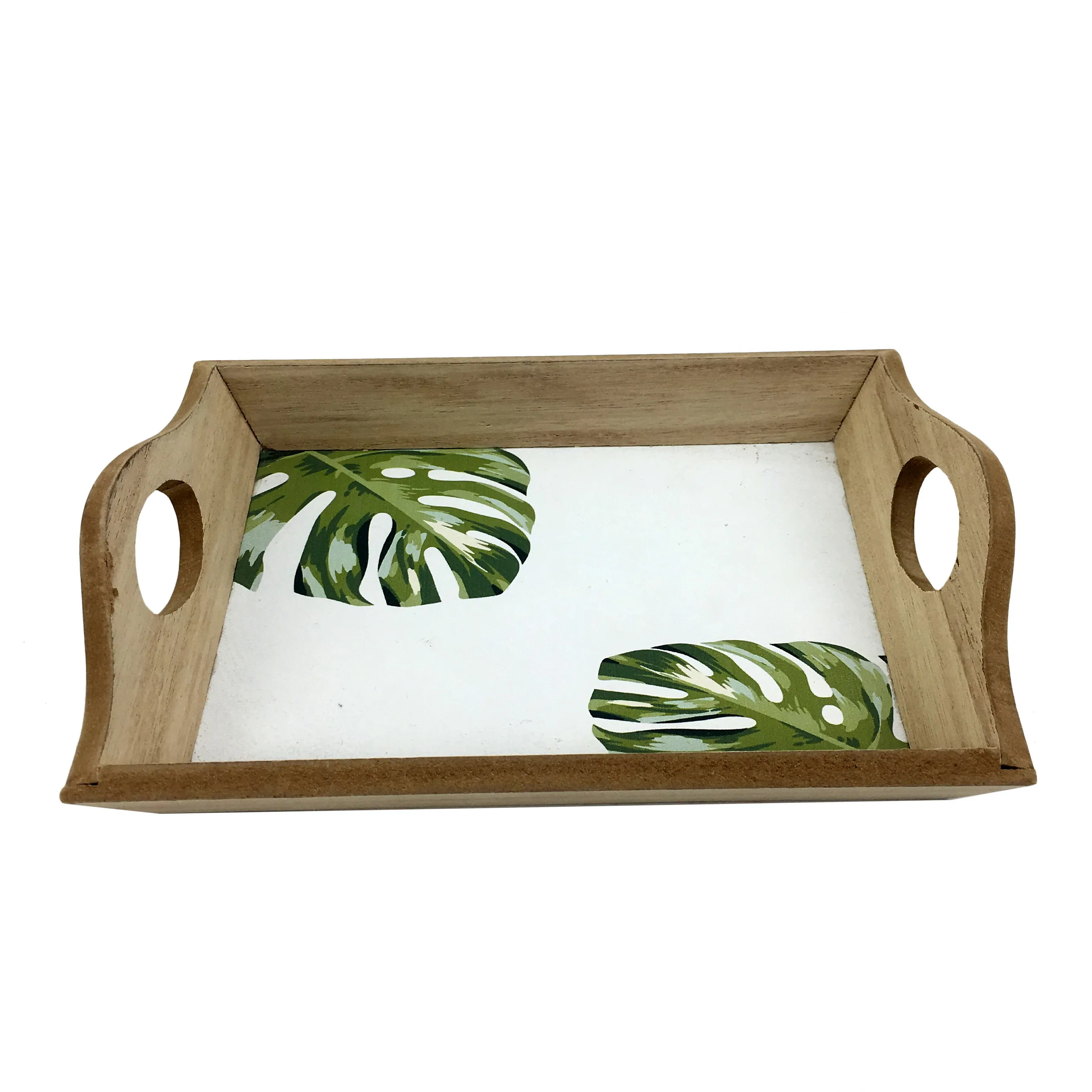 Custom logo Rectangular Decorative MDF Handmade Vintage wooden tray for coffee serving set