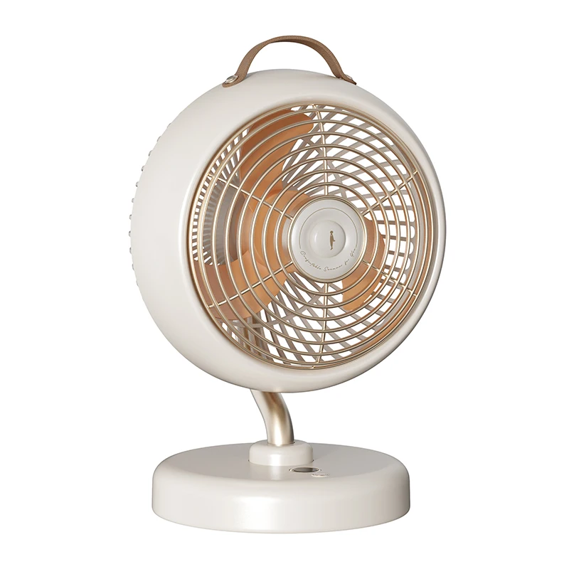Retro design portable cordless 5 inch digital display rechargeable battery operated Type-C mini usb table fan