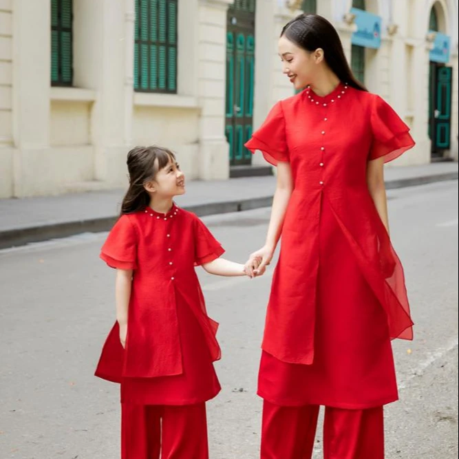 
Best Seller Mommy And Me Matching Outfits Vietnamese Traditional Ao Dai 2020 