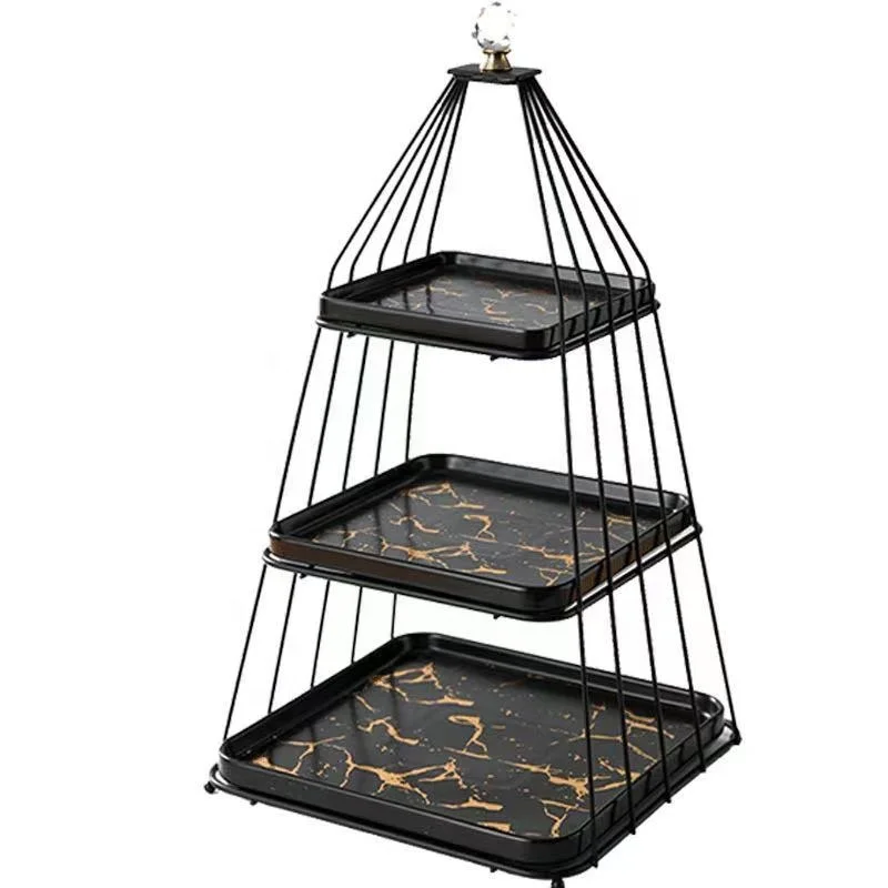 Nordic Three Tier Ceramic Cake Stand Set Afternoon Tea Wedding Plates Party Birthday Dessert Display Cake Tray Metal Tools