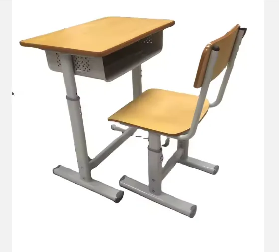 Cheap Plywood Adjustable  Education Furniture Factory  Double School Desk Classroom Chair for Primary High School  Made in China