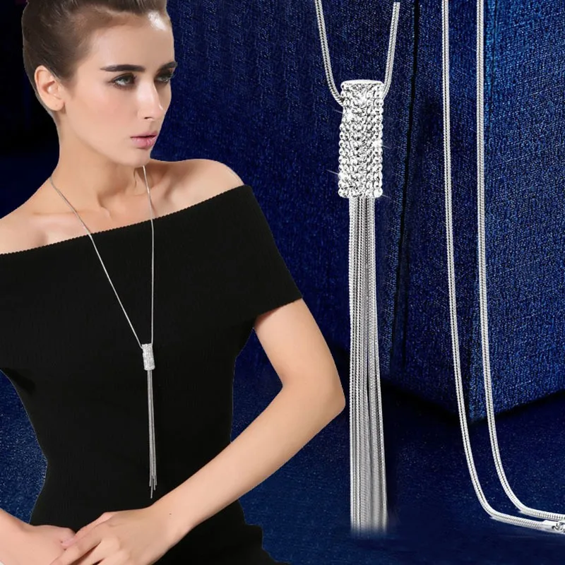 2022 autumn and winter sweater chain long model with clothes necklace female pendant simple pendant versatile Korean snake bone