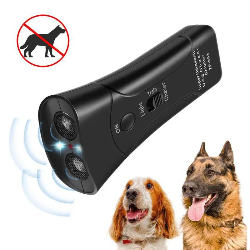 Portable handheld Ultrasonic Dog Training Device Anti Barking Dog sensor repeller with LED Light dog training device