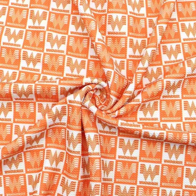 1/2 Yards Wholesale Coffee Beans Hamburger Print Bullet Bubble Knits Spandex Fabric For Diy Baby Bows 19537
