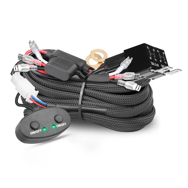 On Off Switch 120W 18AWG Dual Relays Fuse Drl Led Fog Driving Lights Wiring Harness