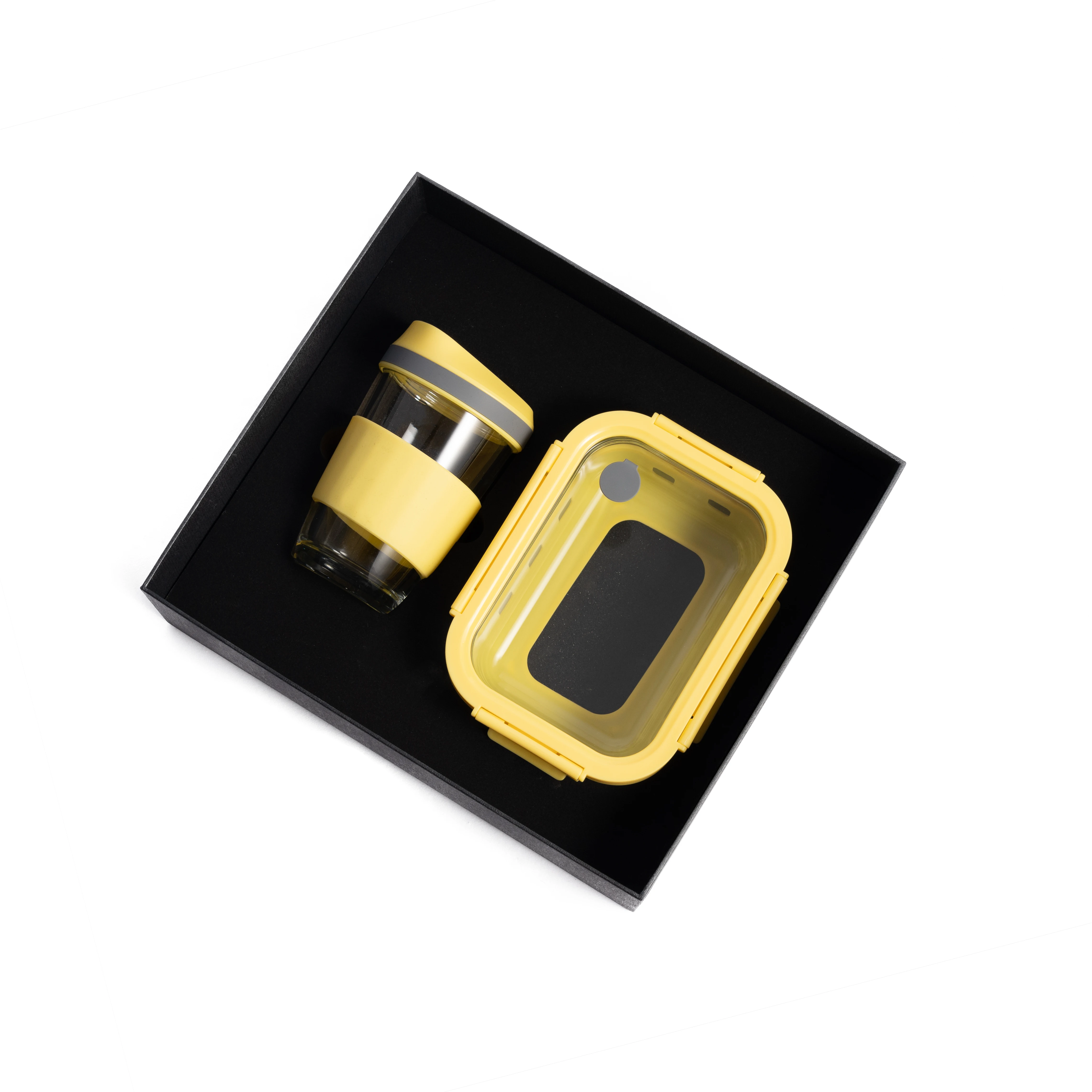New fashion lunch box high borosilicate glass coffee cup mugs cup in a box with logo