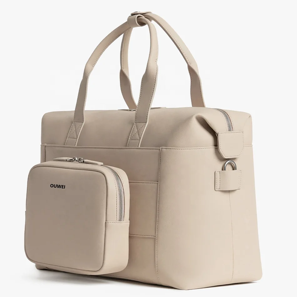 Fac Direct Custom PU Carry-On Duffel Bags Vegan Leather Overnight Bags Airplane Traveling Weekender Bag with Toiletry Pouch