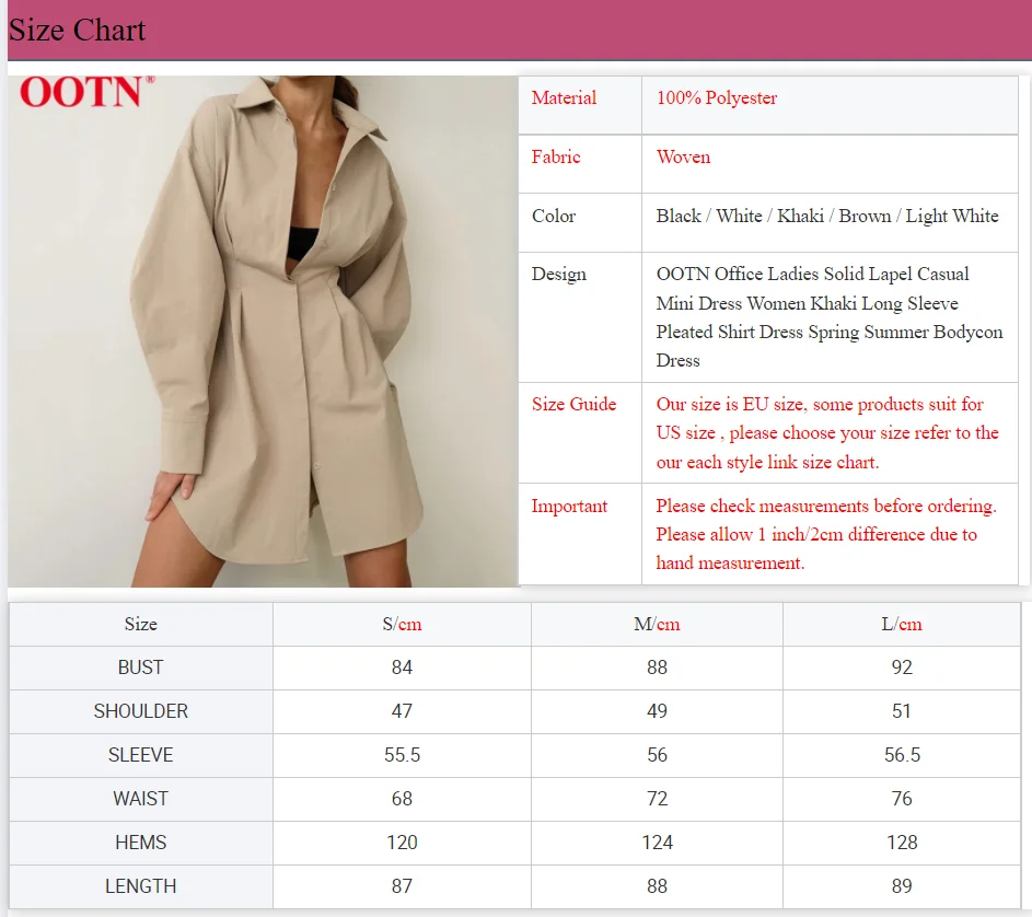 OOTN A-Line Single Breasted Casual Dresses Turn-Down Collar High Waist Solid Long Sleeve Mini Dress Autumn Pleated Shirt Dress
