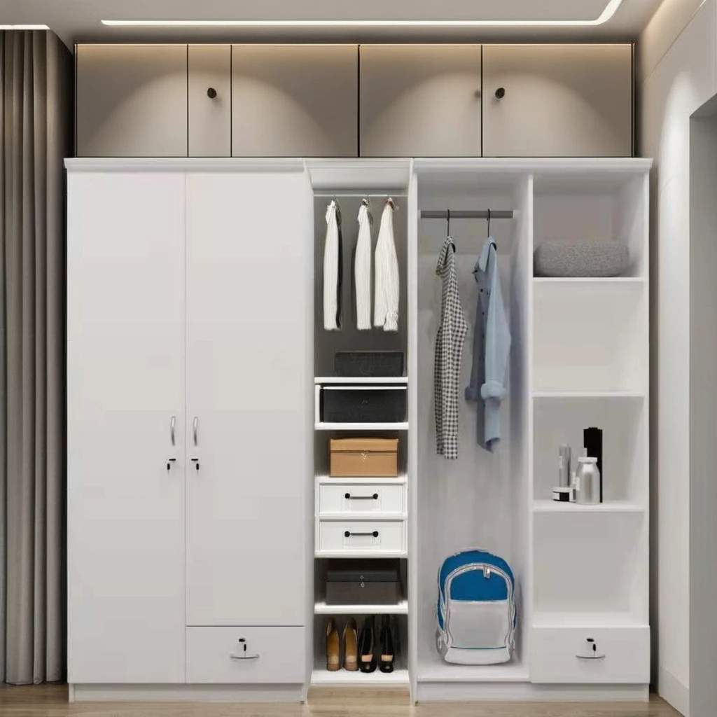 Hot Sale Modern Solid Wood Wardrobe 2-Door Office Storage Cupboard with Adjustable Shelf for Hotel School Bedroom Furniture