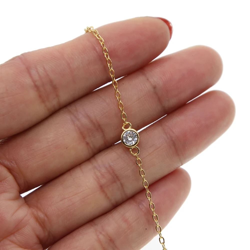 New fashion Gold Plated simple classic design single stone bezel cz  bracelets women jewelry