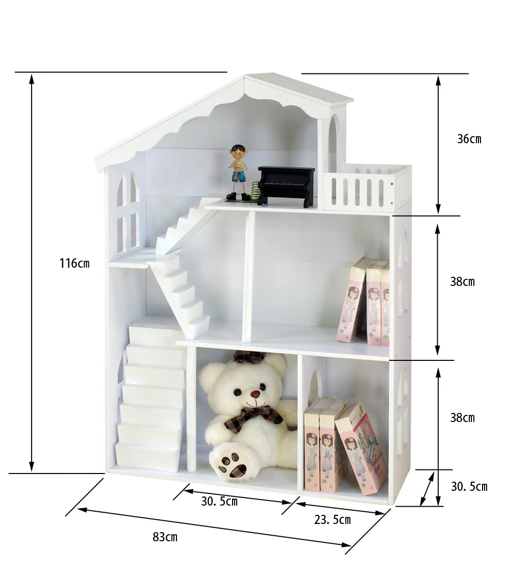 2 in 1 doll house 3 layer Living Room Home Bookshelves wooden doll house bookcase storage for kids