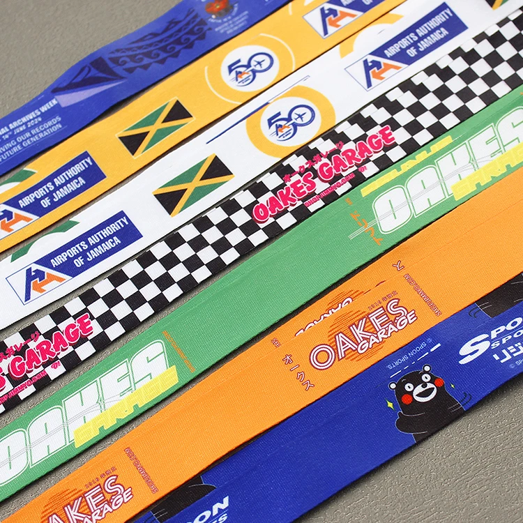 Hot Selling Lanyard Custom Promotion Polyester Neck Strap Design Flat Blank Keychain Lanyard with Logo